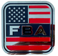 Foundational Black American Car Emblem, Patriotic Auto Badge by ONGO USA, Red White Blue Metal, Stars and Stripes Design